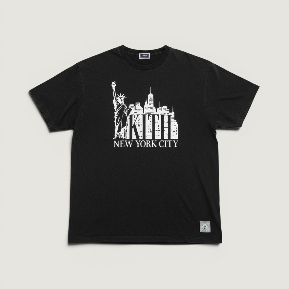 Kith T-Shirt NYC Skyline Statue of Liberty Black Large